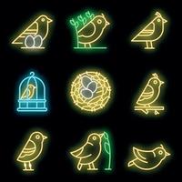 conjunto de ícones de codorna vetor neon
