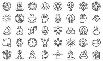 conjunto de ícones de práticas espirituais, estilo de estrutura de tópicos vetor