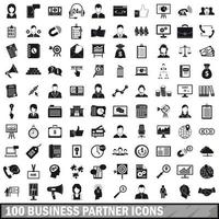 Conjunto de 100 ícones de parceiros de negócios, estilo simples vetor