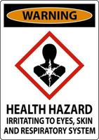 sinal de ghs de perigo para a saúde de aviso em fundo branco vetor