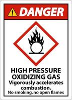 sinal de ghs de gás oxidante de alta pressão de perigo em fundo branco vetor