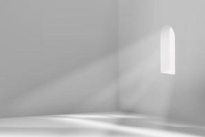 quarto vazio realista branco minimalista limpo com luz solar através da janela e vetor de ilustração de fundo de sombra