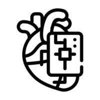 microchip para ilustração vetorial de ícone de linha de coração vetor