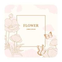 cartão ou convite de casamento. quadro com flores e borboletas vetor