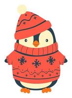 clipart de desenhos de pinguim. ilustração vetorial de pinguim de natal fofo vetor
