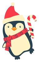 clipart de desenhos animados de pinguim de natal. ilustração vetorial de pinguim fofo vetor