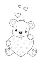 ilustração de contorno preto e branco de ursinho de pelúcia. livro de colorir ou página para crianças vetor