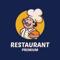 design de logotipo de mascote de restaurante de chef simples vetor