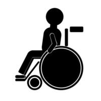 pessoa com deficiência, ícone de silhueta de uma pessoa em cadeira de rodas, mobilidade com deficiência vetor
