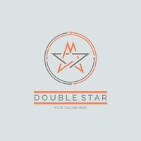 design de modelo de logotipo de estrela dupla para marca ou empresa e outros vetor