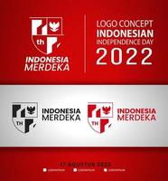77 anos, aniversário dia da independência da república indonésia. ilustração de design de conceito de logotipo vetor