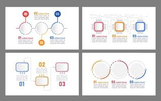 conjunto de modelos de design de gráfico infográfico geométrico de tecnologia e indústria. kit de infochart abstrato com espaço de cópia. gráficos instrucionais com seqüência de 3 etapas. apresentação de dados visuais vetor