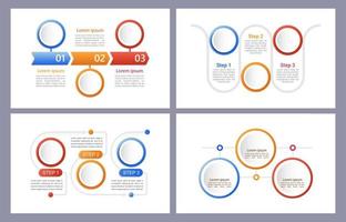 guia informativo com conjunto de modelos de design de gráfico infográfico de células redondas. kit de infochart abstrato com espaço de cópia. gráficos instrucionais com seqüência de 3 etapas. apresentação de dados visuais vetor