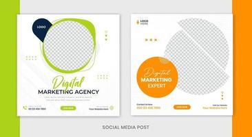 modelo de design de postagem de mídia social corporativa na moda, conjunto de postagem quadrada de marketing digital, vetor de postagem de negócios