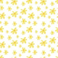 flores amarelas simples, padrão de pétalas sem costura, repetível, fundo de verão. fundo claro repetido, textura têxtil macia. papel de parede abstrato brilhante da natureza. vetor