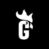 o logotipo da letra g em forma de galo vetor