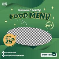 menu de comida promoção de restaurante post de mídia social instagram modelo de banner do facebook premium vetor