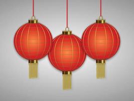 lanternas vermelhas penduradas chinesas vetor