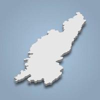 3d mapa isométrico de colonsay é uma ilha na escócia vetor