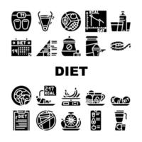 produtos dietéticos e conjunto de ícones de coleção de ferramentas vetor