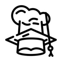chef e cursos de culinária de pós-graduação ilustração em vetor ícone de linha de chapéu