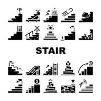 conjunto de ícones de coleção de escadas e conquistas vetor