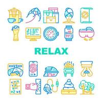 relaxe o vetor de conjunto de ícones de coleção de tempo de terapia