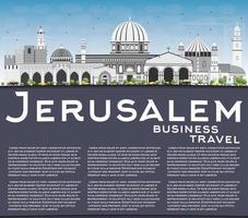 horizonte de jerusalém com edifícios cinza, céu azul e espaço de cópia. vetor