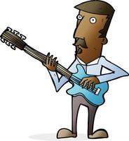 homem dos desenhos animados tocando guitarra elétrica vetor