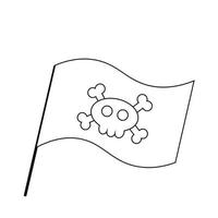 bandeira de pirata de elemento único. desenhar ilustração em preto e branco vetor