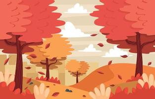 paisagem no outono com o conceito de folhas caídas vetor
