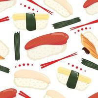 padrão sem emenda de sushi isolado no fundo branco. ilustração vetorial. vetor