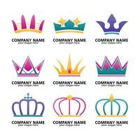 conjunto de logotipo de coroa de cor dourada vetor