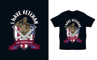 feliz 4 de julho eua veterano design de t-shirt vetor