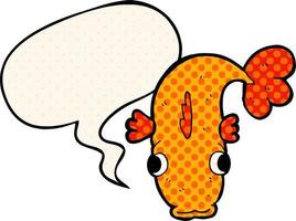 peixe de desenho animado e bolha de fala no estilo de quadrinhos vetor