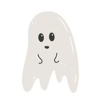 fantasma assustador bonito isolado no fundo branco. personagem assustador engraçado. ilustração vetorial desenhada à mão em estilo simples de desenho animado. perfeito para cartões, convites, desenhos de halloween, decorações. vetor