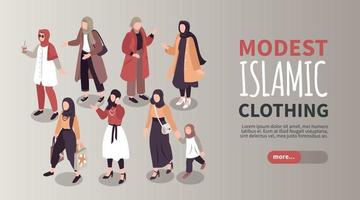 banner horizontal de roupas islâmicas modestas vetor