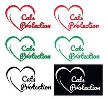 logotipo de proteção de gatos para organizações de caridade, lojas de animais e clínica veterinária. vetor