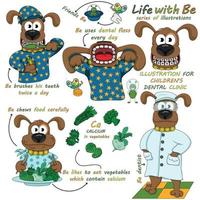 vida com ser. série de ilustrações para clínicas odontológicas infantis. vetor
