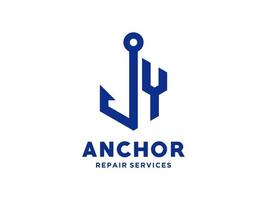 design de logotipo y âncora alfabeto artístico para barco navio marinha transporte náutico vetor livre