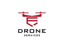 letra f ícone de vetor de modelo de logotipo de drone. vetor de drone de fotografia. ícone de vetor de quadricóptero