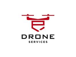 letra p ícone de vetor de modelo de logotipo de drone. vetor de drone de fotografia. ícone de vetor de quadricóptero