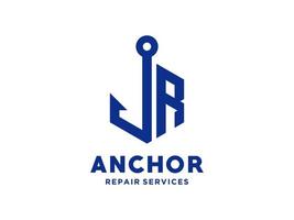 design de logotipo r âncora alfabeto artístico para barco navio marinha transporte náutico vetor livre