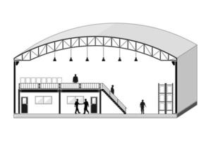 edifício do armazém, fábrica de seção transversal, ilustração vetorial vetor