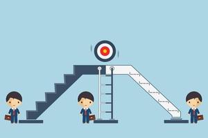 empresários escolhem subir a escada para o sucesso, conceito de negócios o caminho para a vitória, ilustração vetorial vetor