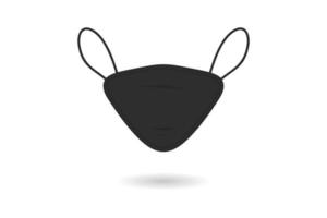 máscara facial médica protetora preta isolada no fundo branco, ilustração vetorial vetor