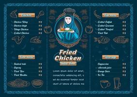 modelo de menu de frango frito, comida halal vetor