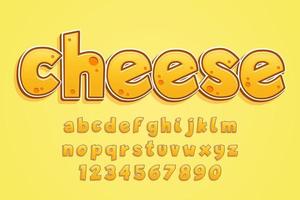 fonte decorativa de queijo e vetor de alfabeto