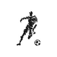 ilustração vetorial de jogador de futebol ou futebol. silhueta de jogador de futebol ou futebol isolada no fundo branco. símbolo para o logotipo do esporte. vetor de futebol para ícone, logotipo, aplicativo, símbolo.