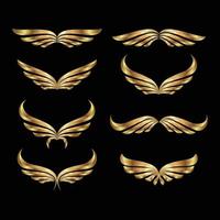 ícone de asas douradas. logotipo das asas. ilustração vetorial de asas.